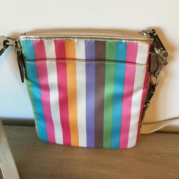 Coach Julia Legacy Multicolor and Gold Striped Crossbody Bag with Gold Coach Tag - Picture 2 of 9